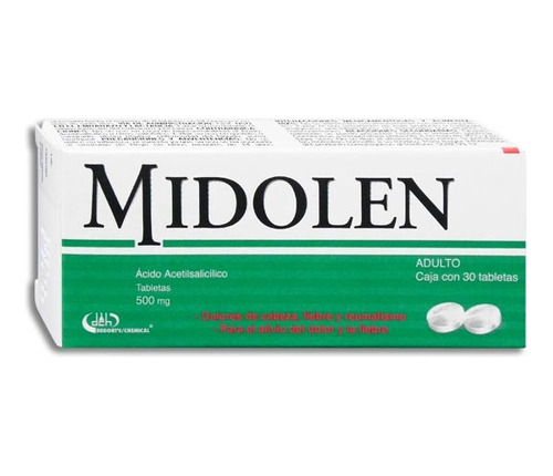 Midolen Ácido Acetilsalicílico Adulto 500mg C/30 Tabs