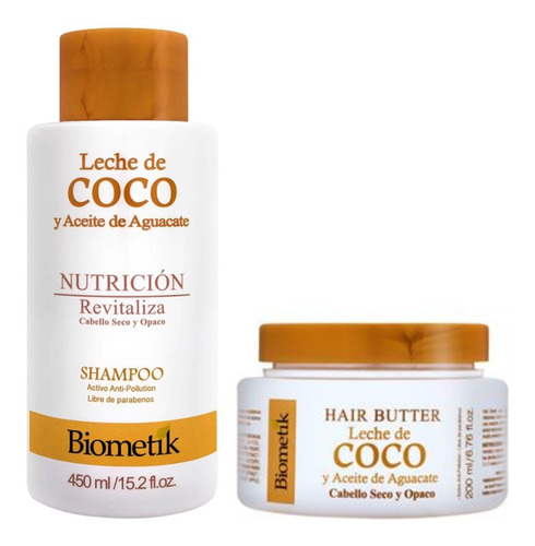 Shampoo Y Mascarilla Biometik Leche De Coco Aceite Aguacate