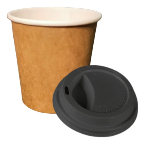 Copo Papel Descartável Térmico Bio 100ml C/ Tampa 50un Cor Kraft
