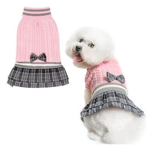 Pawchie Vestido Tipo Suéter Para Perro Con Pajarita, Jersey