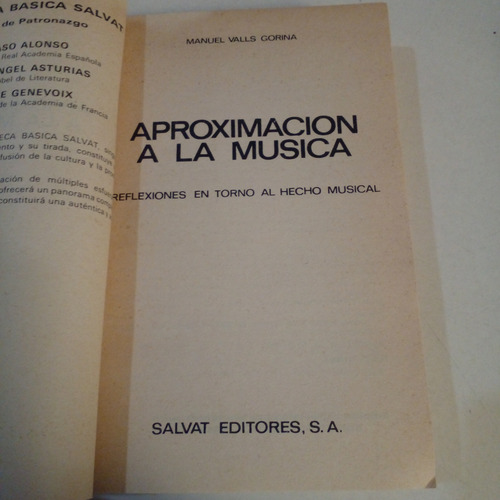 Aproximación A La Música - Manuel Valls Gorina (Usado)