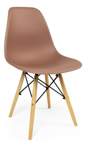 Cadeira Eames Wood Design Eiffel Sala Quarto Manicure Preto Estrutura Da Cadeira Marrom/café