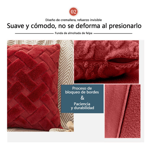Dos Piezas Funda De Almohada De Felpa Suave Funda De Cojín Vino