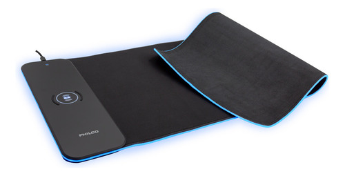 Mousepad Gamer Xl Carga Inalámbrica Rgb Philco Pro Negro