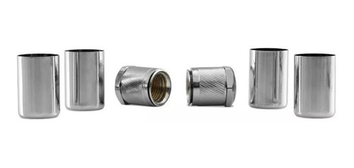 Imagem 2 de 10 de Kit 04 Bicos De Válvula Cromado De Roda Pneu Em Metal