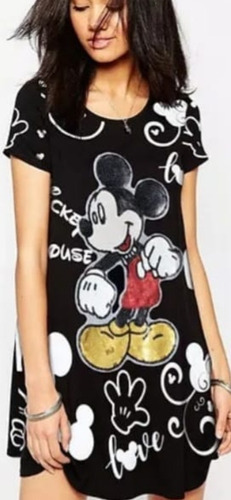 Vestido De Mickey Con Aplique Gigante En Lentejuelas Juvenil