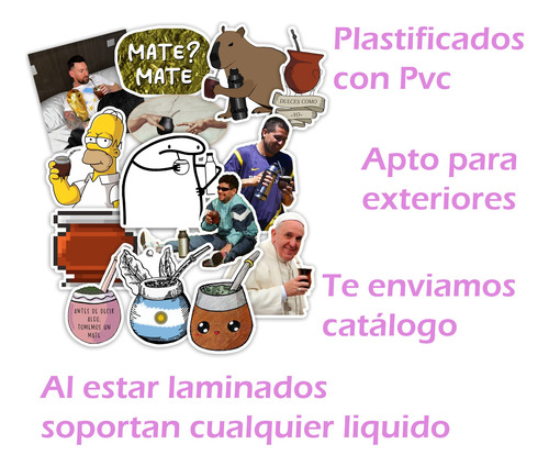 Stickers Mate Yerba Termo 20 Unidades Pvc Plastificados