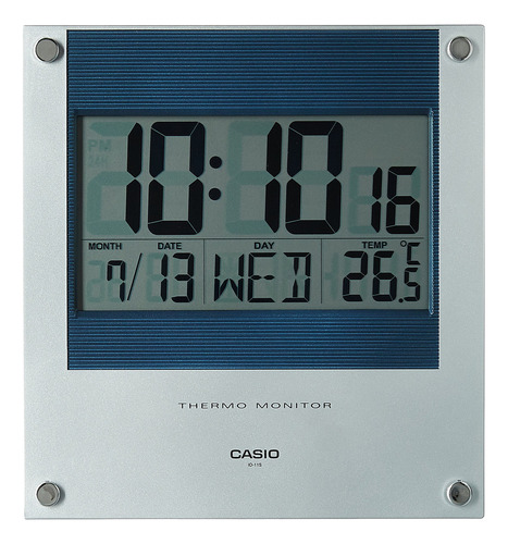 Reloj Casio Id-11s Pared Escritorio Termometro Fecha Estructura Azul Fondo Azul