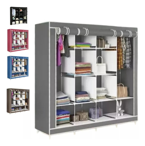 Closet Armable Ropero Organizador Para Ropa Rack Guardaropa Color Gris