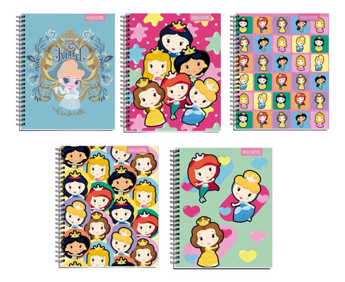 Pack 10 Cuadernos Universitario Princesas Kawaii Disney