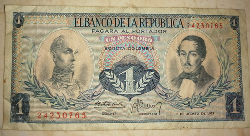 Billete Un Peso Oro Colombia 