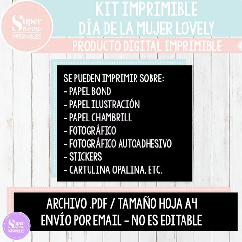 Kit Imprimible Día De La Mujer Lovely Tags Etiquetas Sticker