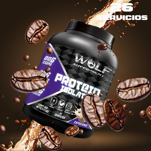 Proteína Whey Hs Hidrolizada Isolate Wolf 1kg 26 Servicios Capuchino