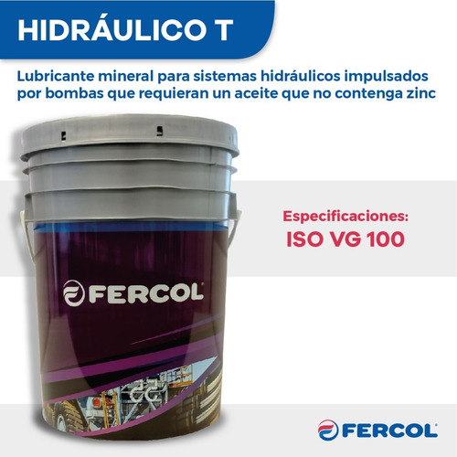 Imagen 2 de 9 de Aceite Hidraulico Fercol T 100 X 20 Lt Linea Industria C