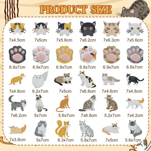 Kit De 30 Imanes De Diamantes Para Nevera Con Diseño De Gato