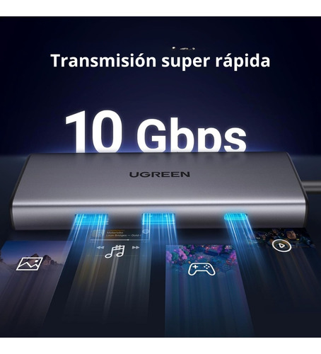 Hub Usb-c 7 En 1 Cm498 Ugreen 2 Usb-a, 2 Usb-c, 1 Hdmi 4k/60