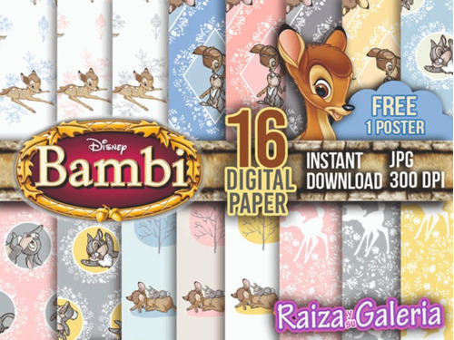 Papeles Fondos Digitales - Bambi Disney Digital Paper