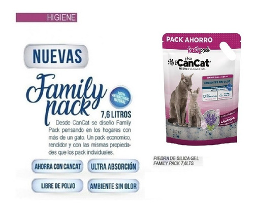 Imagen 2 de 10 de Silica Can Cat Family Pack 7.6 Lts Aromas Premium