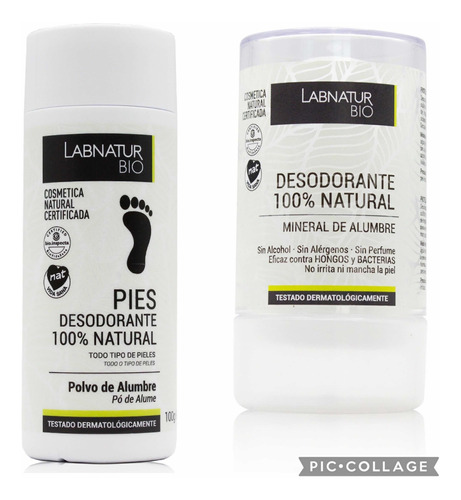 Pack Desodorante Piedra Alumbre + Polvo P/pies 100% Natural