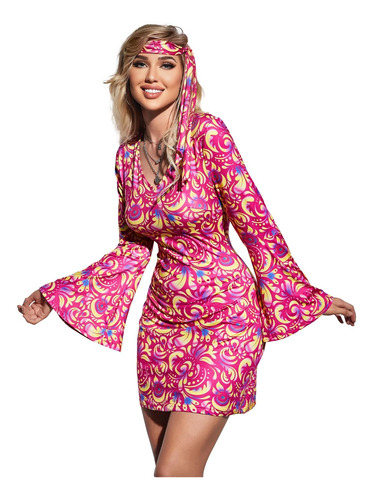 Disfraz Joy Bang 70s Para Mujer Disco Sensation Hippie Dress