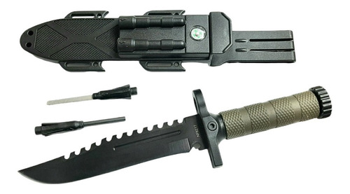 Cuchillo Táctico Supervivencia Pedernal Brújula Funda Nf6217