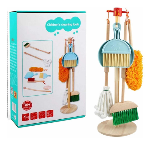 Set Aseo Y Limpieza Para Niños Con Escoba De Madera