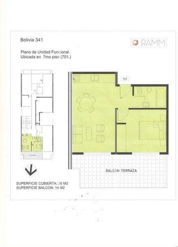 Imagen 2 de 3 de Departamento 1 Ambiente Con Balcon En Excelente Ubicacion-en Venta