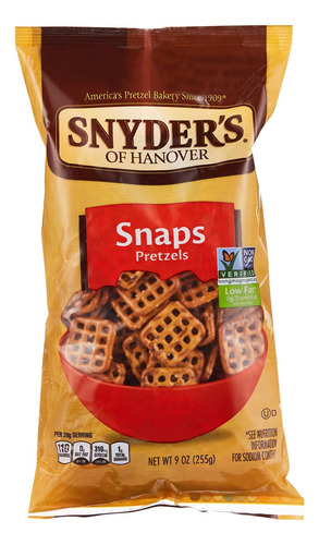 2pz Snyder's Of Hanover Botana Snaps Pretzels 255g