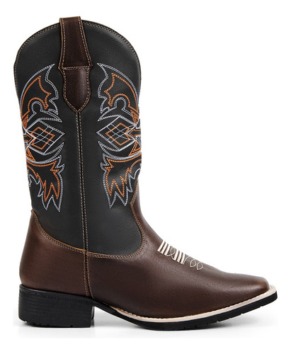 Bota Texana Masculina Country Em Couro Cowboy Rodeio