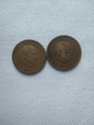 2 Monedas De Una Peseta 1947 (Usado)