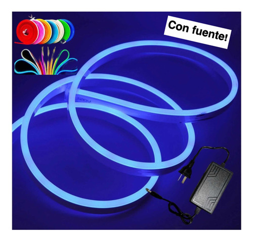 Manguera Luces Neon Luz Led Roja 5m Exterior + Fuente