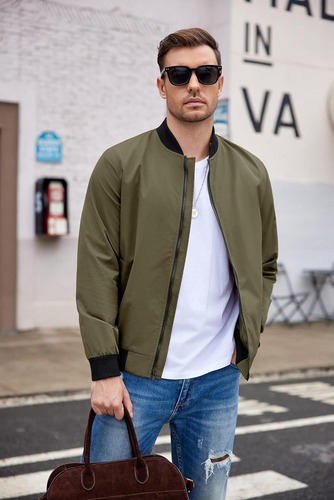 Nuevo Chaqueta Bomber For Hombre Casual Soft Shell Moda