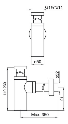 Imagen 2 de 10 de Caño Descarga Desague Fv Lavatorio Sifon 242.01 Baño Vista