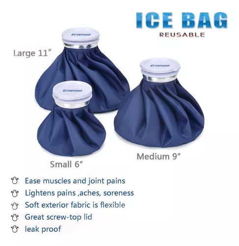  elitehood - Paquete de 3 bolsas de hielo para lesiones, bolsas  de hielo reutilizables de 11 pulgadas 9 pulgadas 6 pulgadas con 2  envolturas, bolsa de hielo para terapia de frío