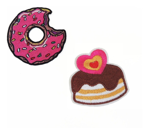 Set De 2 Parches Diseño Dona Y Pastelito