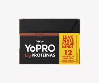 Pack Bebida Láctea UHT Chocolate Zero Lactose Yopro 15g High Protein Caixa 250ml Cada 12 Unidades Embalagem Econômica