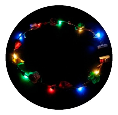 Vincha Led Corona Flores Hippie X 1  Cotillon Luminoso 