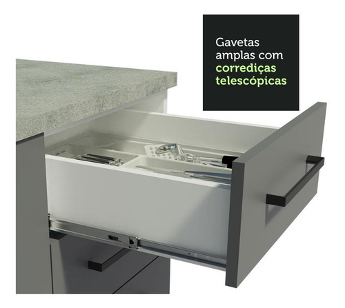 Cozinha Completa Madesa Agata 270004 C Armá Balcão S Tamp Bc Cor Branco/Cinza