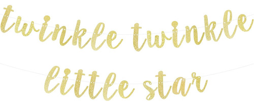 Lingteer Twinkle Twinkle Little Star Gold Glitter Bunting Ba