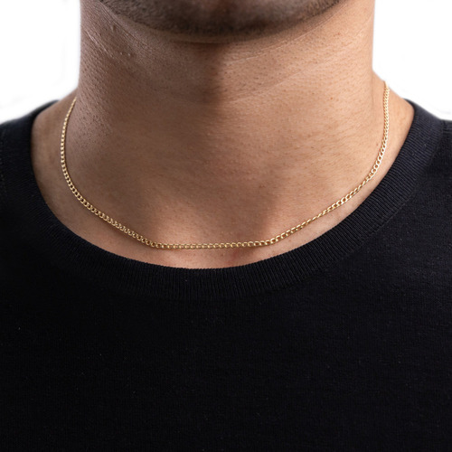 Cadena Italiana De 10k, Estilo Cubana, Calibre 2mm, De 45cm Color Dorado