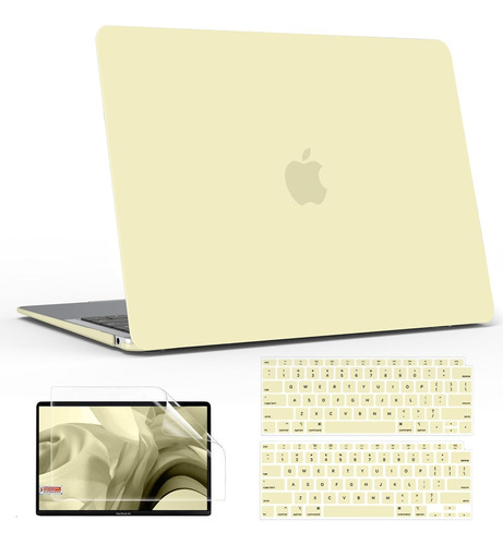 Carcasa+2 Fundas Teclado+prot Pant Macbook Air 13 Cream Yell