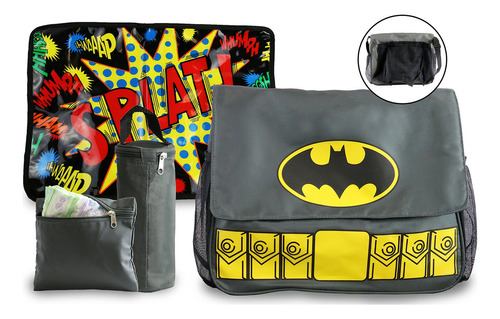 La Bolsa De Pañales Gris Batman De Dc Comics Incluye La Almo Color Negro Diseño De La Tela Múltiple