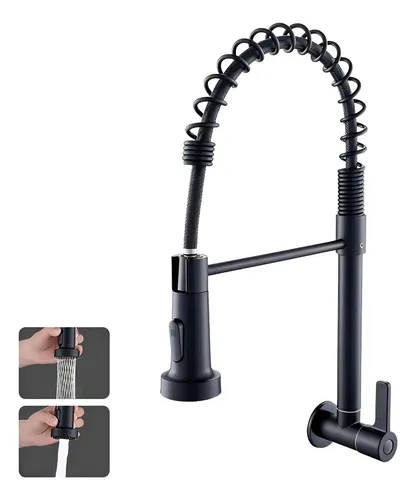 Torneira Pia De Gourmet Flexivel Cozinha Parede 2 Jatos Inox Acabamento Fosco Cor Preto Winda