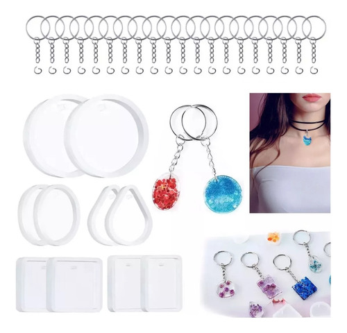 Kit 160 Pcs Molde Resina De Silicona De Diy Collar Y Llavero