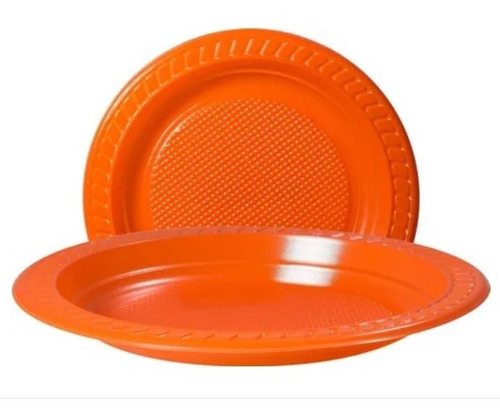 Plato 15 Cm. Copobras De Colores Para Fiestas X 10 Unidades. Color Naranja