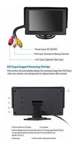 Vowinus Car Backup Camara With Monitor Kit Wire Power