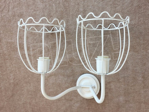 Imagen 2 de 3 de Aplique Pared Pantalla Mini 2 Luces - Jaula Hierro Blanco