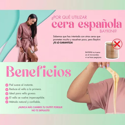 Cera Española Vainilla 250g Depilación Piel Sensible Baykini