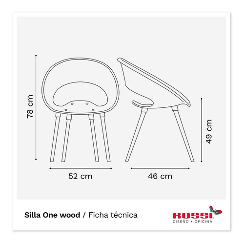 Imagen 3 de 3 de Silla One Wood Tapizada Diseño Premium Rossi Garantía 3 Años