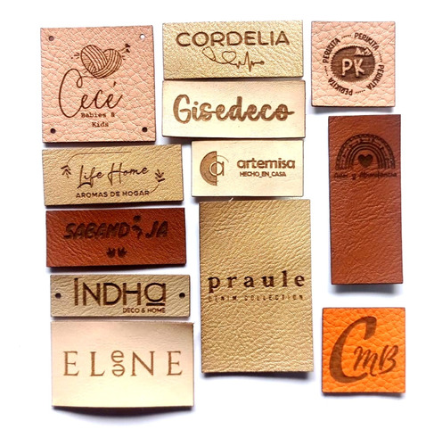 300 Etiquetas Eco Cuero Personalizadas Promo (4x2 Cm)